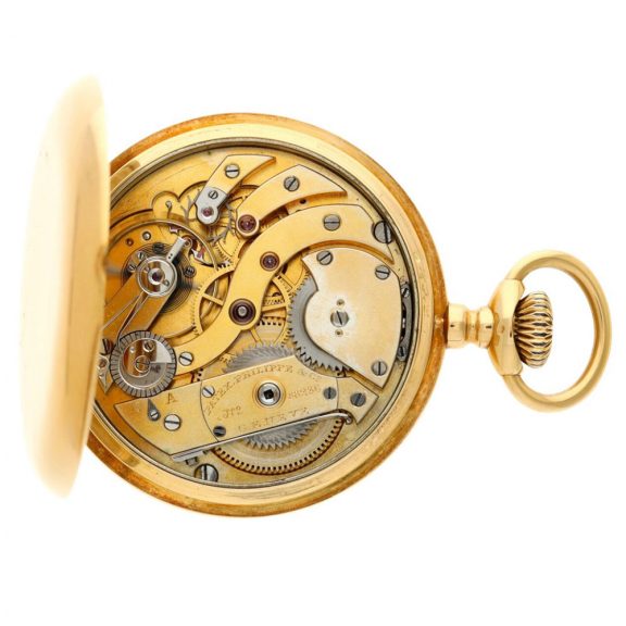 Swiss 18K gold hunting cased keyless lever watch Circa 1890 Swiss 18K gold hunting cased keyless lever watch Circa 1890