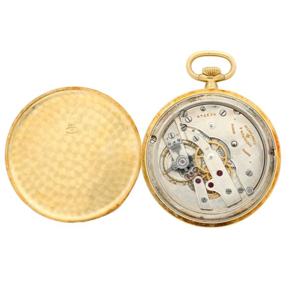Swiss 18K yellow gold open faced lever pocket watch Circa 1935 Swiss 18K yellow gold open faced lever pocket watch Circa 1935