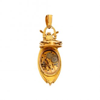Swiss gold, enamel and diamond set scarab form watch Circa 1910