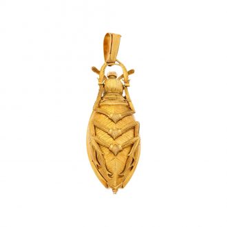 Swiss gold, enamel and diamond set scarab form watch Circa 1910