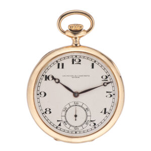 Very fine and rare, large, keyless, 18 carat yellow gold Swiss pocket watch circa 1918