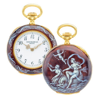 Rare Swiss gold and enamel pendant lever watch Circa 1893 Rare Swiss gold and enamel pendant lever watch Circa 1893