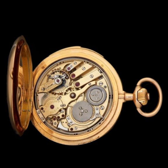 Swiss 18K gold hunting cased minute repeater Circa 1900 Swiss 18K gold hunting cased minute repeater Circa 1900