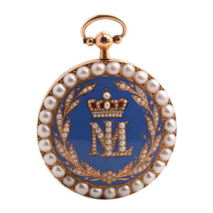 French 18K gold and blue enamel lady’s pendant watch Circa 1810