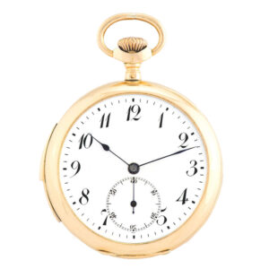 Fine keyless minute-repeating 18 carat gold Swiss pocket watch Circa 1910