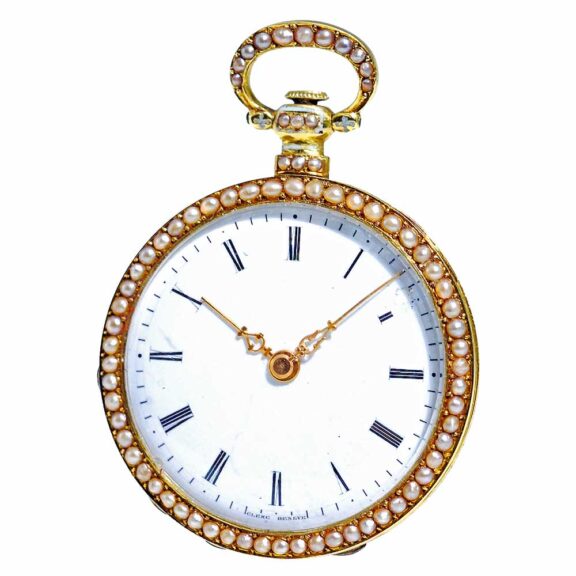Swiss ornamental gold enamel lady's watch Circa 1810 Swiss ornamental gold enamel lady's watch Circa 1810