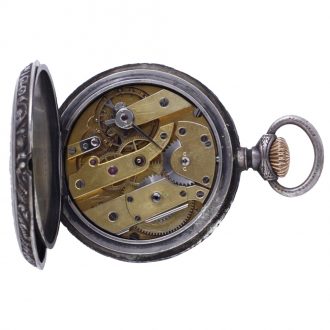 Unusuel Swiss silver open faced keyless pocket watch Circa 1890