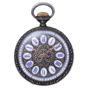 Unusuel Swiss silver open faced keyless pocket watch Circa 1890