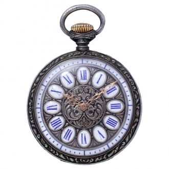 Unusuel Swiss silver open faced keyless pocket watch Circa 1890