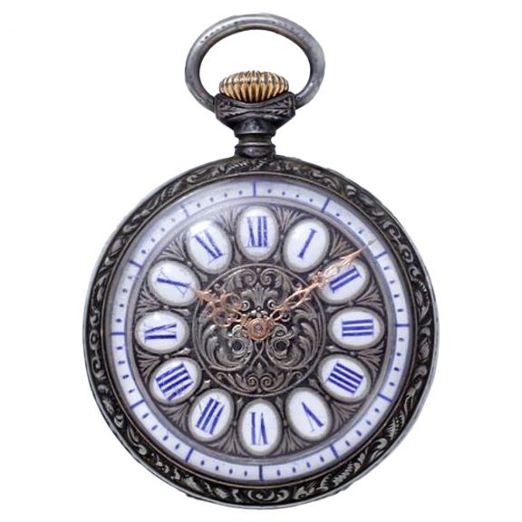 Unusuel Swiss silver open faced keyless pocket watch Circa 1890