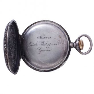 Unusuel Swiss silver open faced keyless pocket watch Circa 1890