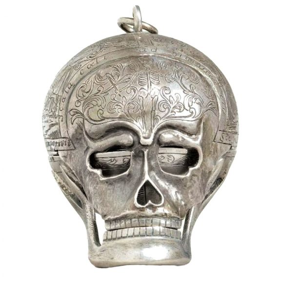 French silver Memento Mori skull form watch Circa 1750