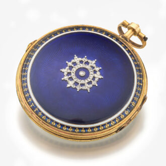 French gold, enamel and rose cut diamonds verge Circa 1790
