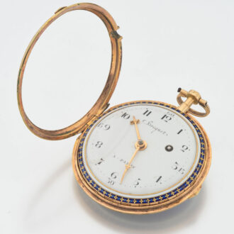 French gold, enamel and rose cut diamonds verge Circa 1790