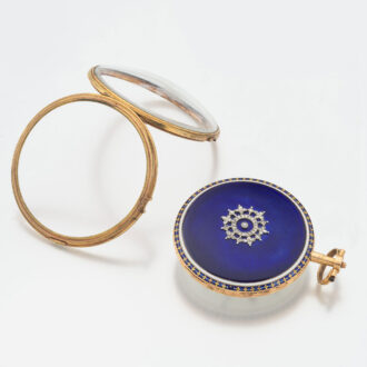 French gold, enamel and rose cut diamonds verge Circa 1790