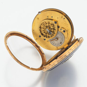 French gold, enamel and rose cut diamonds verge Circa 1790