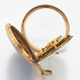 French gold, enamel and rose cut diamonds verge Circa 1790