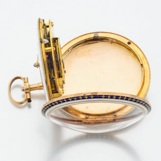 French gold, enamel and rose cut diamonds verge Circa 1790