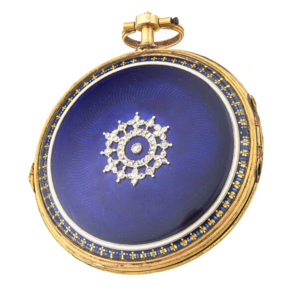French gold, enamel and rose cut diamonds verge Circa 1790 French gold, enamel and rose cut diamonds verge Circa 1790
