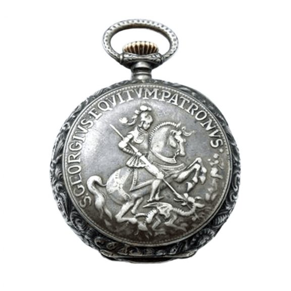 Unusuel small Swiss silver open faced pocket watch Circa 1883