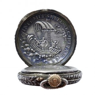Unusuel small Swiss silver open faced pocket watch Circa 1883