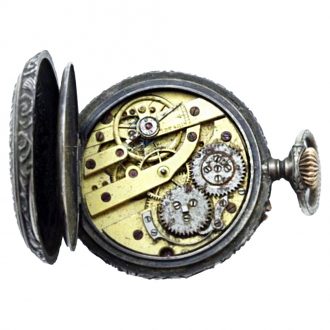 Unusuel small Swiss silver open faced pocket watch Circa 1883