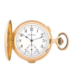 Fine hunting cased quarter-repeating Swiss pocket watch Circa 1910