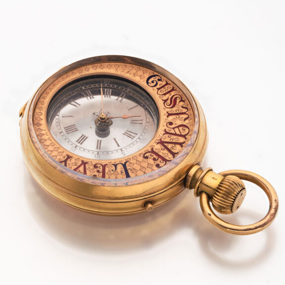 Rare Swiss gold mystery watch in double sided case Circa 1890 Rare Swiss gold mystery watch in double sided case Circa 1890