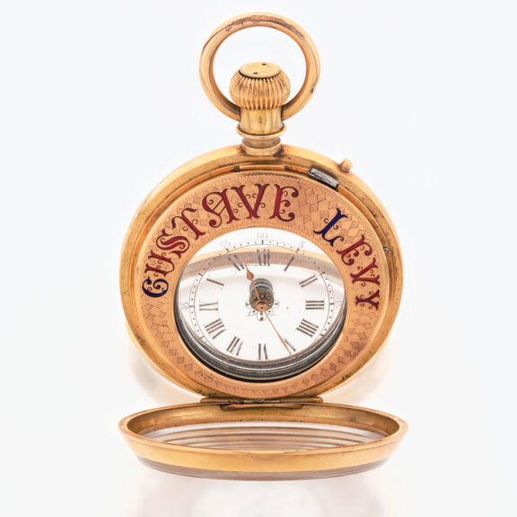 Rare Swiss gold mystery watch in double sided case Circa 1890 Rare Swiss gold mystery watch in double sided case Circa 1890