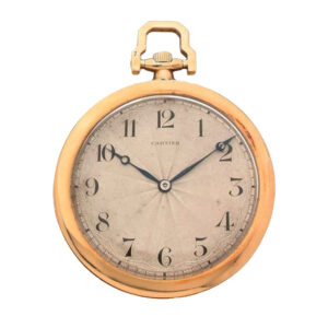 French 18K gold open faced keyless pocket watch Circa 1930