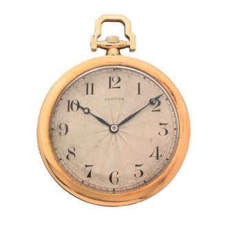 French 18K gold open faced keyless pocket watch Circa 1930