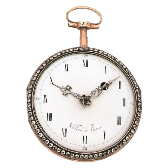 French gold enamel diamond set pocket watch Circa 1790 French gold enamel diamond set pocket watch Circa 1790