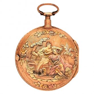 Three tone18 carat gold keywind verge pocket watch Circa 1790 Three tone18 carat gold keywind verge pocket watch Circa 1790
