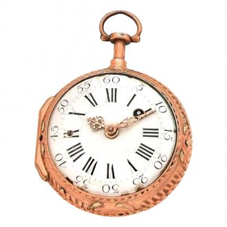 French three tone 18K gold keywind verge pocket watch Circa 1790