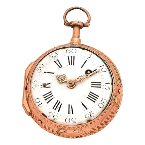 French three tone 18K gold keywind verge pocket watch Circa 1790 French three tone 18K gold keywind verge pocket watch Circa 1790