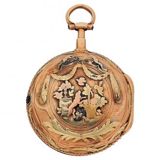 French multicoloured gold keywind verge pocket watch Circa 1790