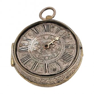 French silver plated single handed Louis XIV Oignon watch Circa 1690