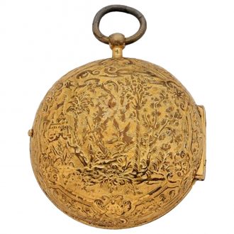 Fine French engraved gilt Louis XIV Oignon watch Circa 1690