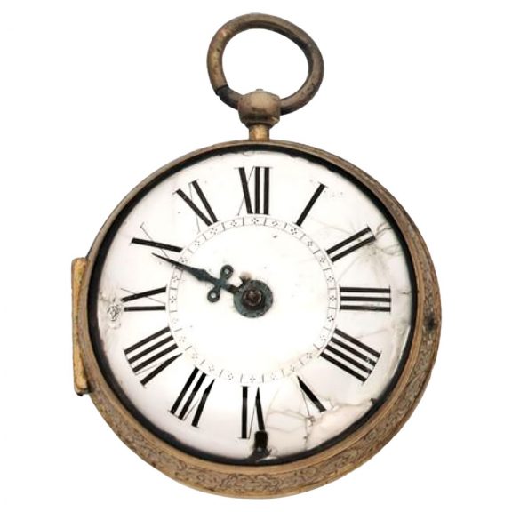 French gilt metal engraved Louis XIV Oignon watch Circa 1690