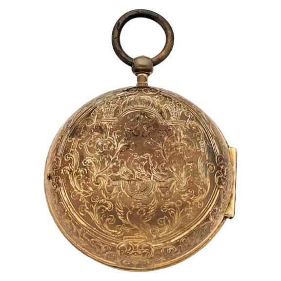 French gilt metal engraved Louis XIV Oignon watch Circa 1690 French gilt metal engraved Louis XIV Oignon watch Circa 1690