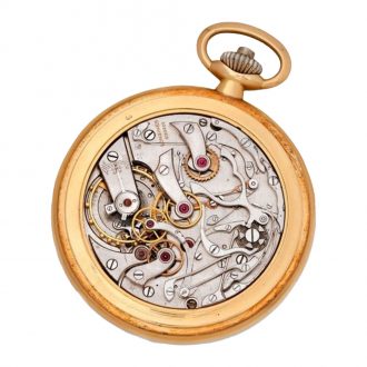 Swiss gold chronograph watch with tachymeter scale Circa 1949