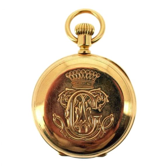 Swiss 18 carat gold half hunter lady's pocket watch Circa 1860 Swiss 18 carat gold half hunter lady's pocket watch Circa 1860