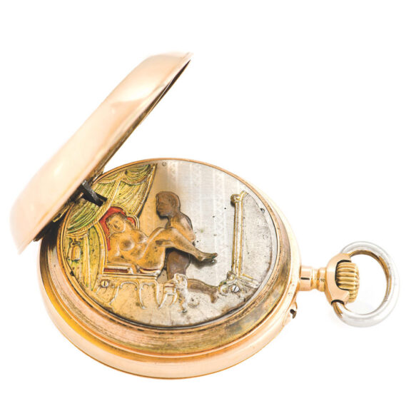 Fine Swiss pocket watch with independent erotic automaton Circa 1910