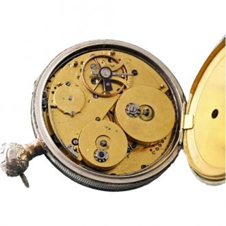 Swiss silver open faced musical quarter repeater Circa 1830