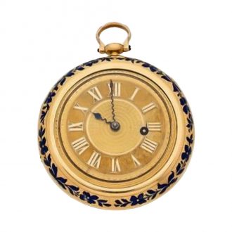 English pair cased 18K gold and enamel pocket watch Circa 1790