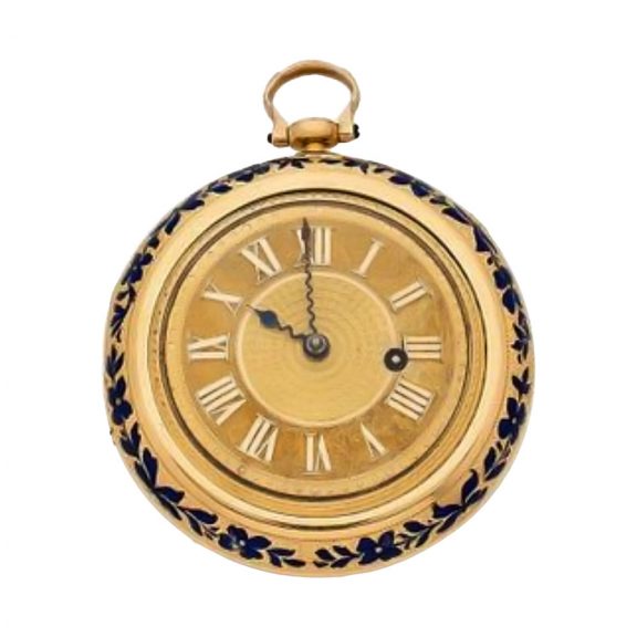 English pair cased 18K gold and enamel pocket watch Circa 1790 English pair cased 18K gold and enamel pocket watch Circa 1790