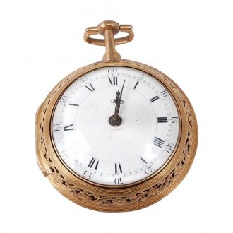 English gilt metal pair cased repeating clock watch Circa 1775