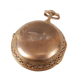 English gilt metal pair cased repeating clock watch Circa 1775