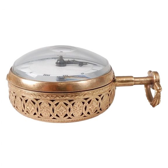 English gilt metal pair cased repeating clock watch Circa 1775 English gilt metal pair cased repeating clock watch Circa 1775