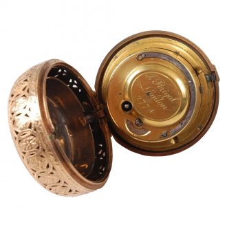 English gilt metal pair cased repeating clock watch Circa 1775